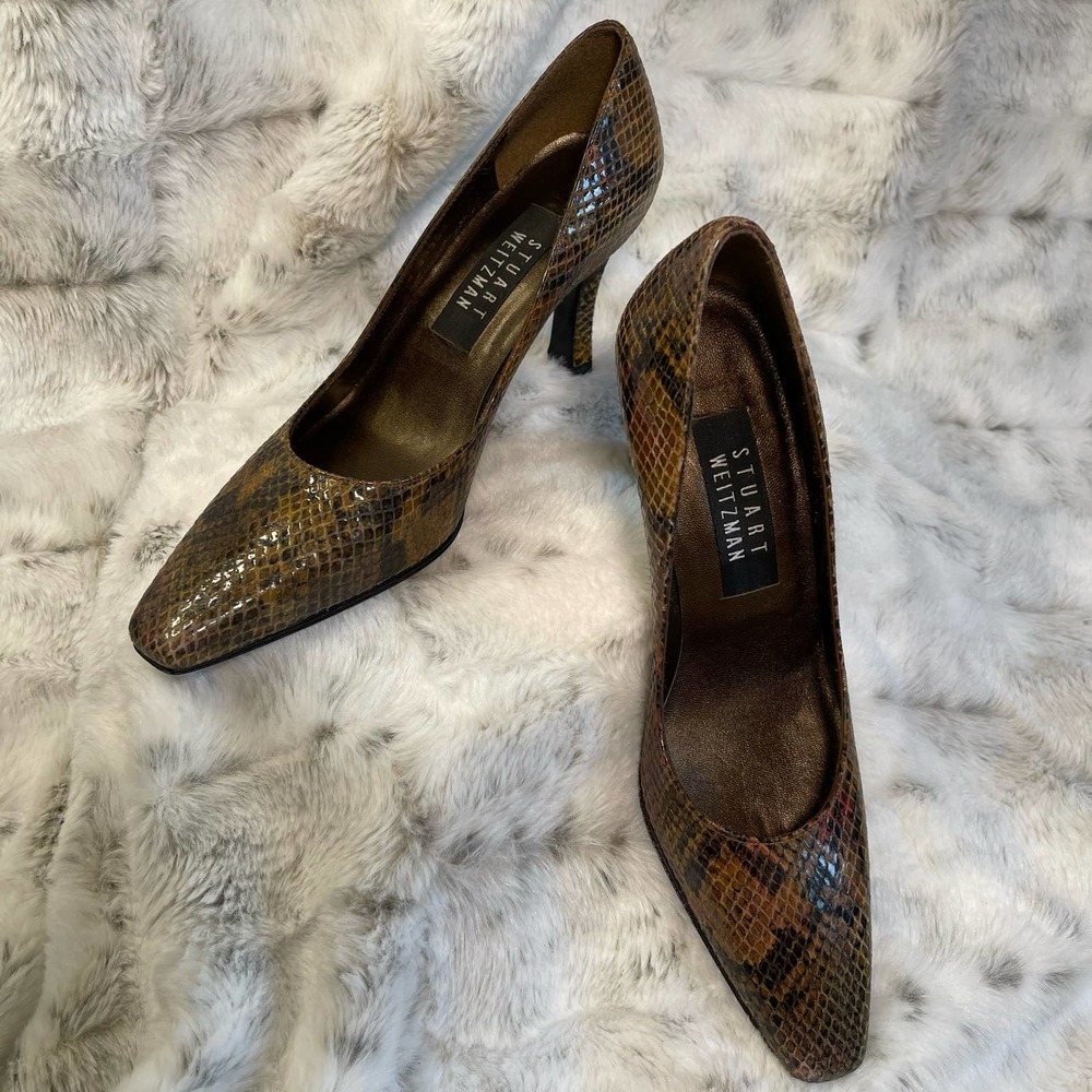 Stuart Weitzman Vintage Suave Wood Snakeskin Size 5.5